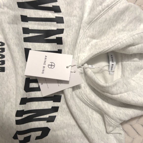 NWT ANINE BING Sport Harvey Hoodie Heather Grey Size Medium Large - Picture 3 of 4